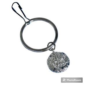 Sand Dollar Keychain Keyring Zipper Pull Purse Charm Silver Tone Sea Life Shell